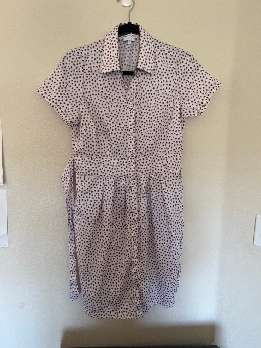 FoxcroftPolka Dot Shirt Dress - Blush Pink